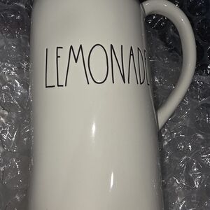 Rae Dunn White 'LEMONADE' Ceramic Pitcher with Black Lettering